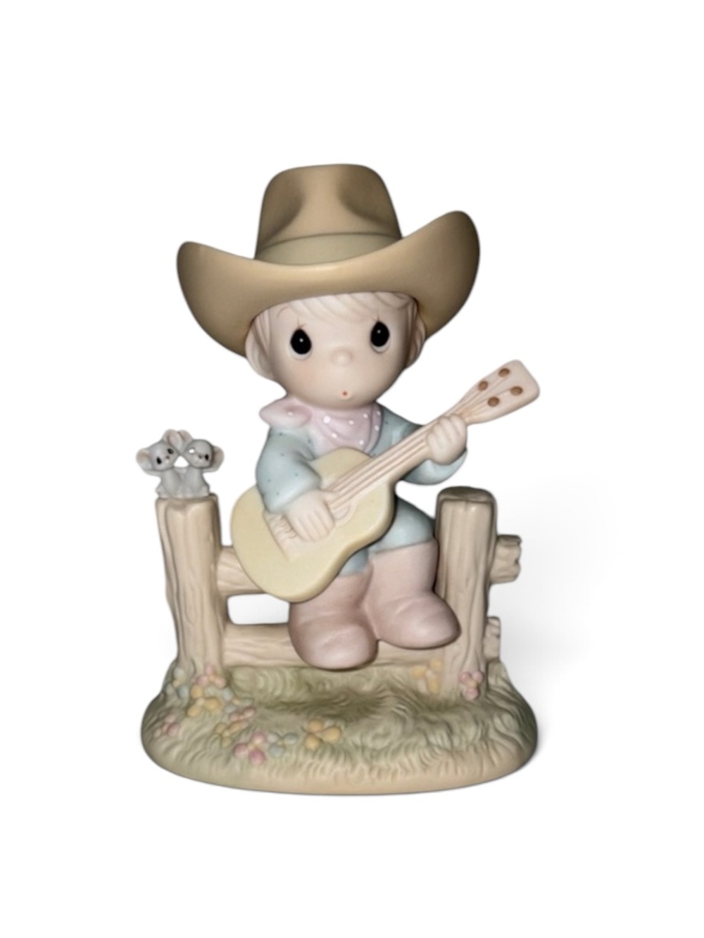 Vintage Precious Moments Hallelujah Country Figurine Cowboy in Soft Pastels 1987